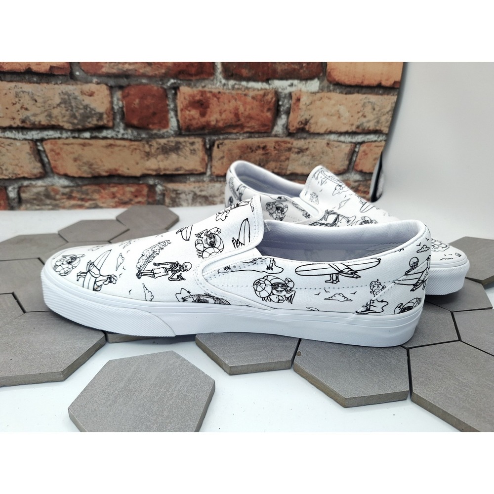 Vans Classic SlipOn Low Tide True White Beach Graphic Skater Surf Shoes Men 11.5 - Picture 5 of 8